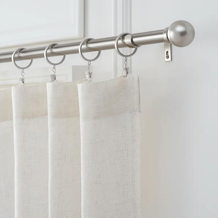 MODE Mode Premium Collection 1 Diameter Curtain Rod Set with Modern Ball Finials and Steel Wall Mounted Adjustable Rod