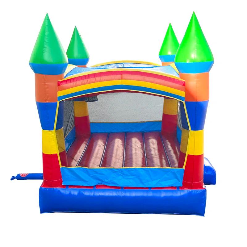 Pogo Bounce House Pogo Bounce House Crossover Inflatable Bounce House, Commercial Grade Party Playhouse Deluxe Rainbow Unit & Blower, For Kids & Toddlers, Backyard Outdoor Jump Fun, w/ Stakes & Storage Bag 13x12x14.5ft