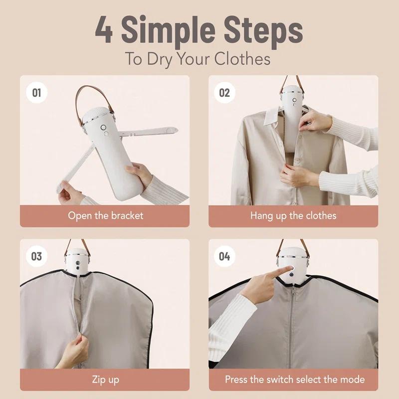 MASTER CRAFT WINDOW AND DOOR Electric Portable Dryer For Clothes - Mini Clothes Dryer With Shoe Drying Attachment, Foldable Drying Rack, Super-Quiet Motor, Timers Automatically Shutdown - Compact Travel Dryers For RV And Apartments