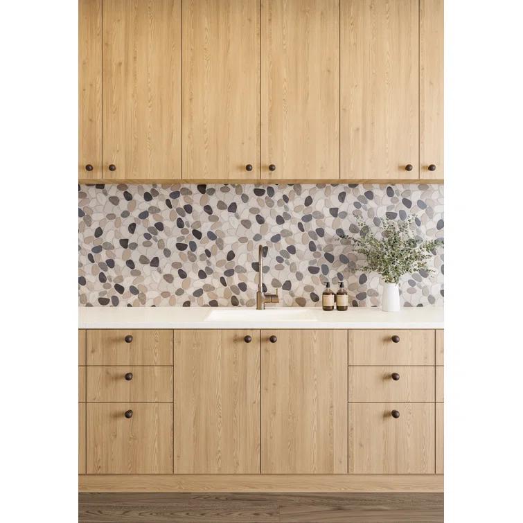 Bedrosians Waterbrook 12" x 12" Natural Stone Pebbles Wall & Floor Tile in Malaga Bay