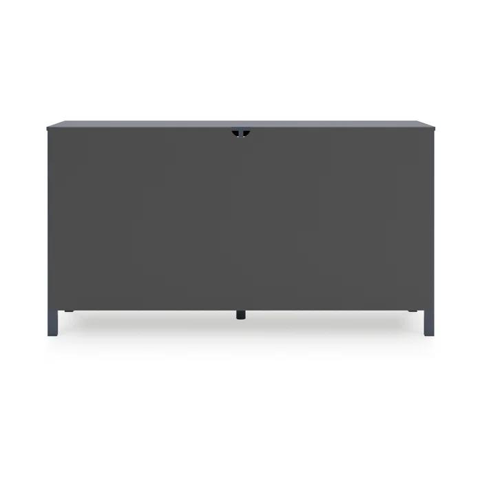 Benjara Cian Wide Dresser, 6 Drawers, Knob Handles, Navy Blue Wood, 61 Inch