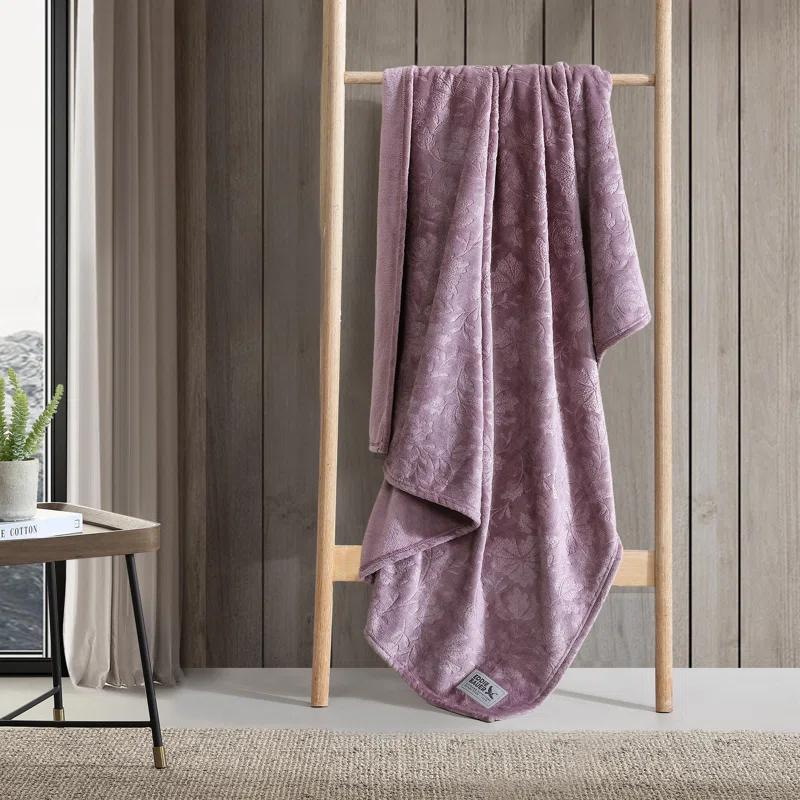 Eddie Bauer Eddie Bauer Woodblock Floral Embossed Signature Plush Throw Blanket