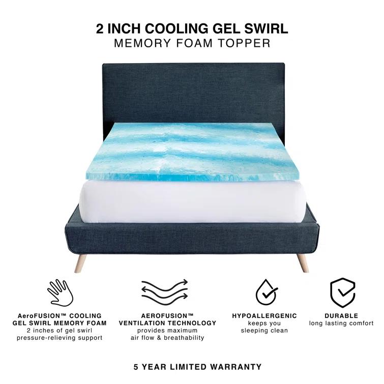 BodiPEDIC 2" Gel Swirl Memory Foam Mattress Topper