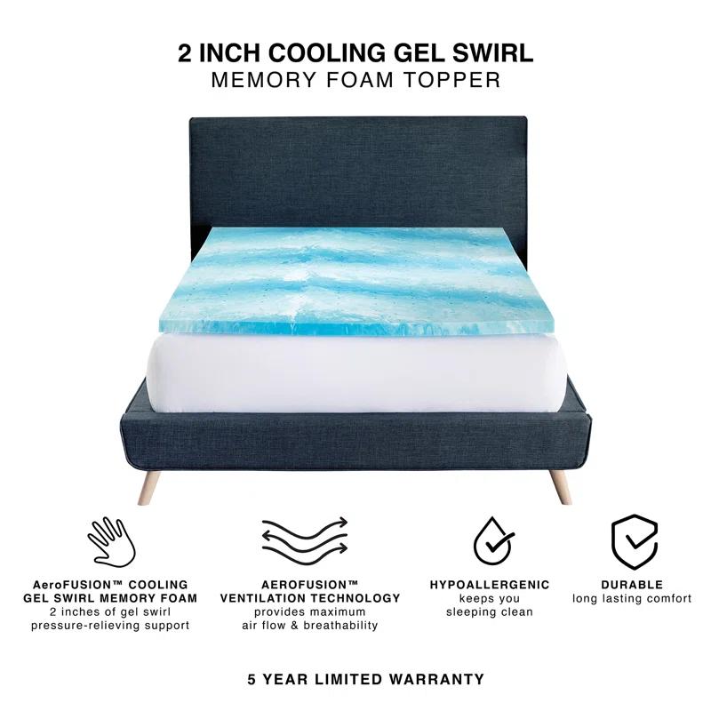 BodiPEDIC 2" Gel Swirl Memory Foam Mattress Topper