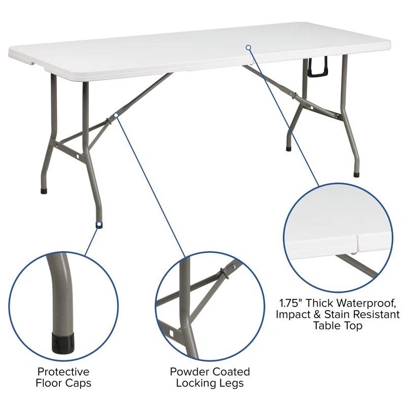 Flash Furniture Noah 6' Rectangular Plastic Folding Event Table with Carrying Handle