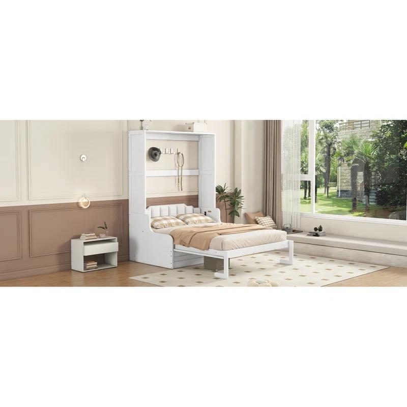 GZMWON Queen Size Murphy Bed Wall Bed With Cushion,White