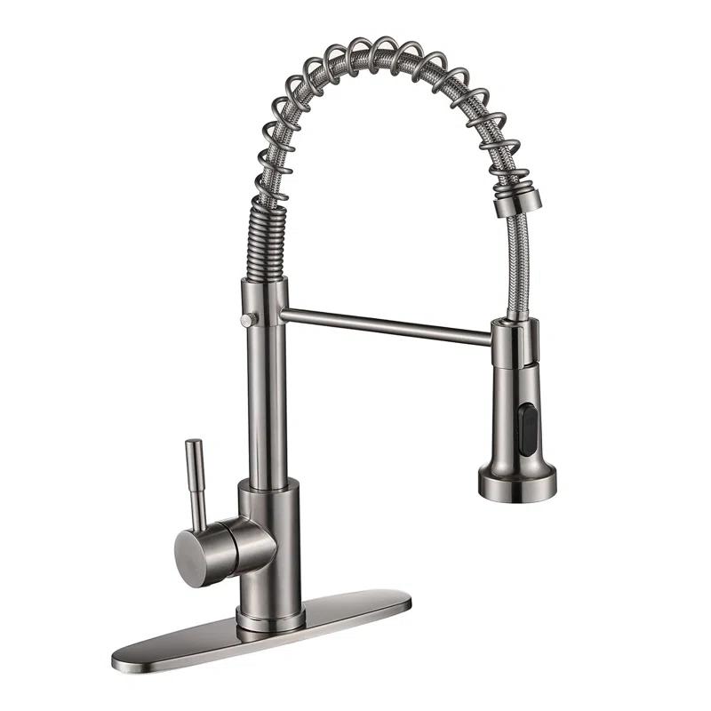 Fairub MAMCPM Brushed Nickel Kitchen Faucet With Pull Down Sprayer, Stainless Steel Kitchen Sink Faucets