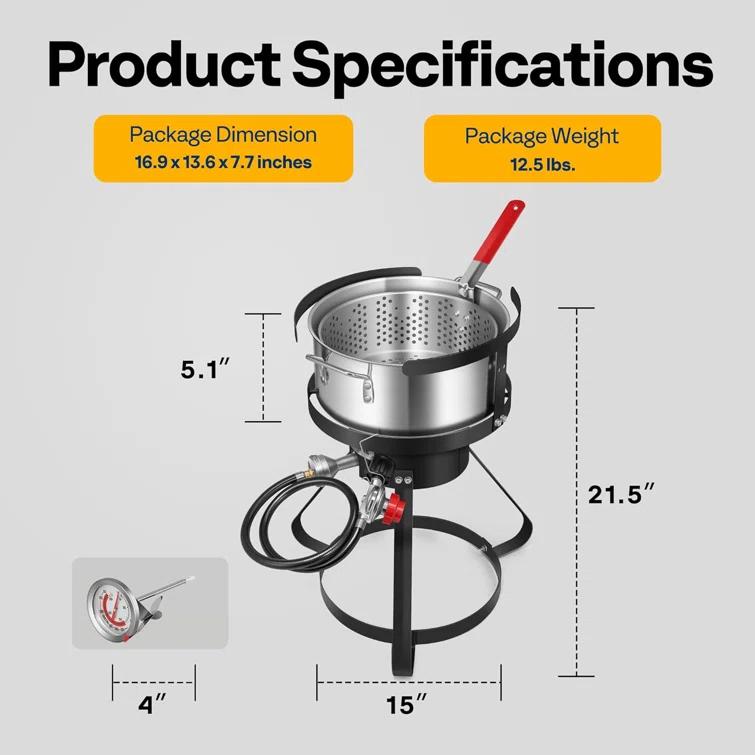 VIVOHOME Specstar Single Burner Liquid Propane Deep Fryer | Wayfair