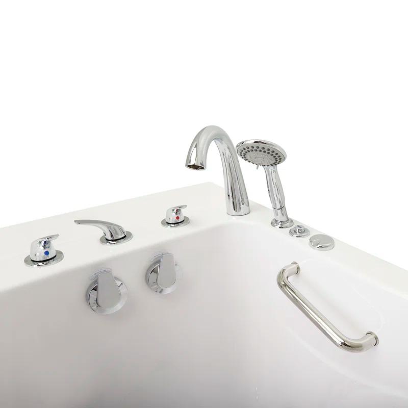 Monaco 32"x52" Acrylic Hydro Massage Walk-In Bathtub, 5 Piece Fast Fill Faucet, 2" Dual Drain