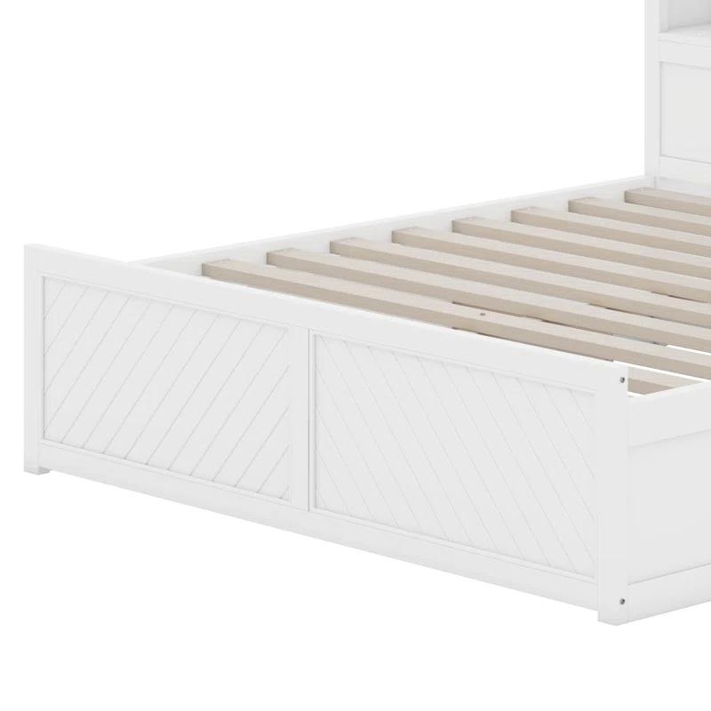 Cosmic King Size Wood Platform Bed With Multi-Storage Headboard, USB And Drawers