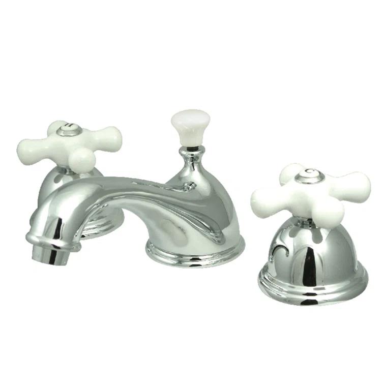 Kingston Brass Kingston Brass Restoration Two-Handle 3-Hole Deck Mount Widespread Bathroom Faucet with Brass Pop-Up Drain KS3961PX