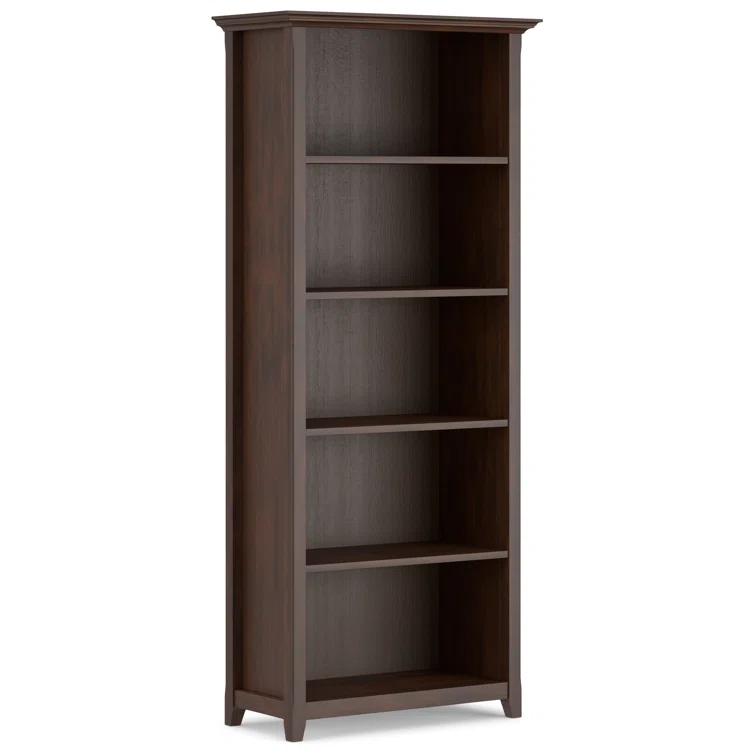 Simpli Home Amherst 30"W Solid Wood 5 Shelf Bookcase with Adjustable Shelves