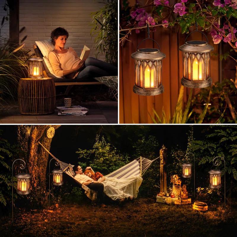 KOOPER Solar Lantern Outdoor Lights, Upgraded Flickering Candle Solar Lanterns Lights Outdoor Waterproof, Hanging Outdoor Solar Lanterns Lights, Solar Powered Lanterns For Yard Garden Decor (Set of 2)
