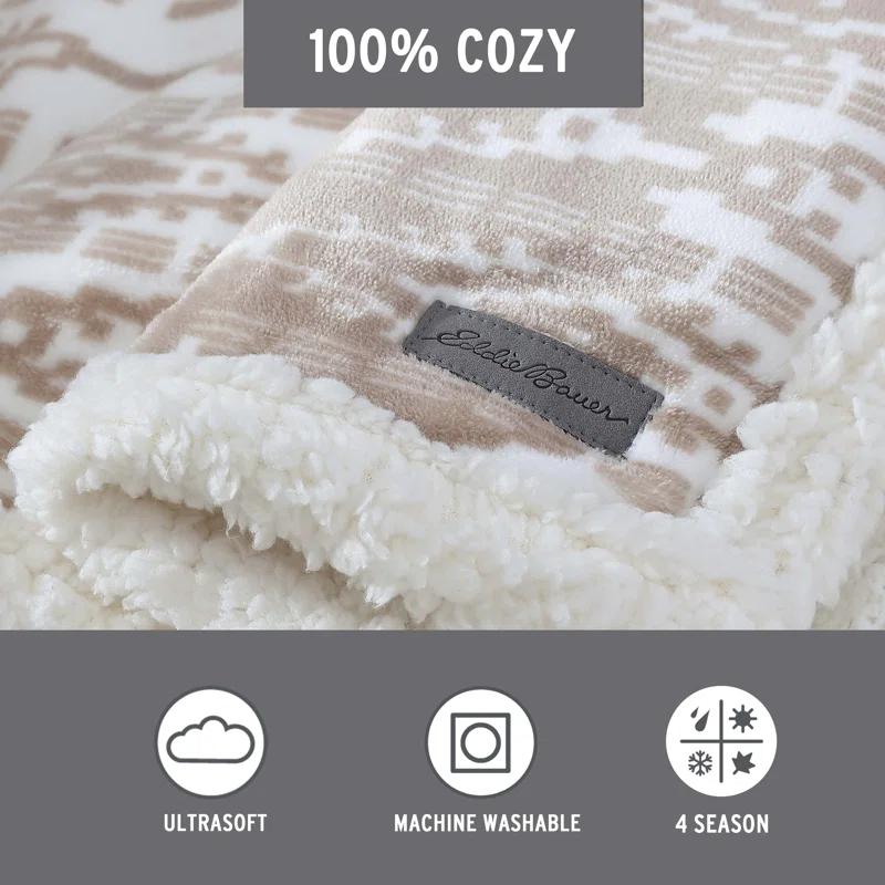 Eddie Bauer Eddie Bauer Printed Plush Fleece/Sherpa Throw Blankets