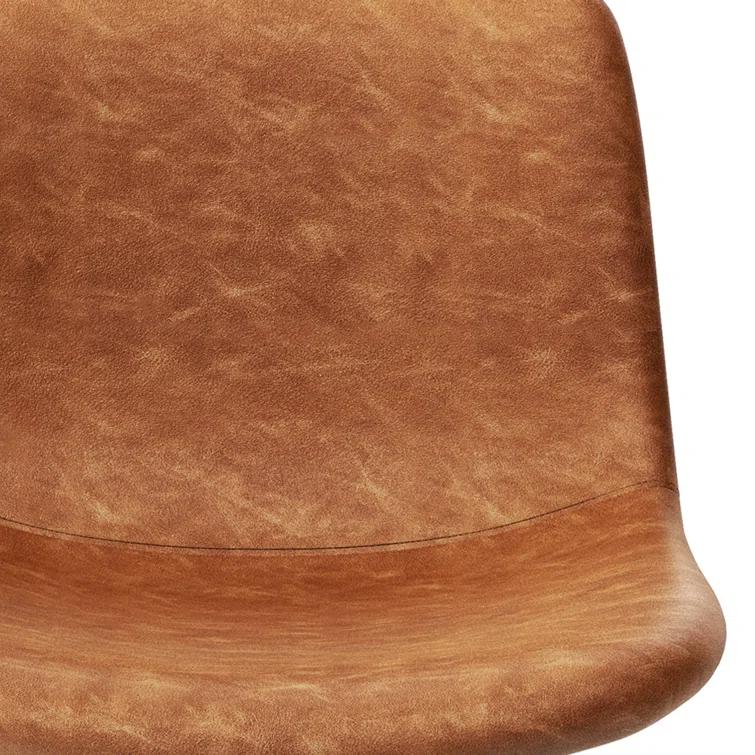 Simpli Home Jolie Upholstered Vegan Faux Leather Contemporary Counter Stool with Padded Bucket Seat and Footrest (Set of 2)