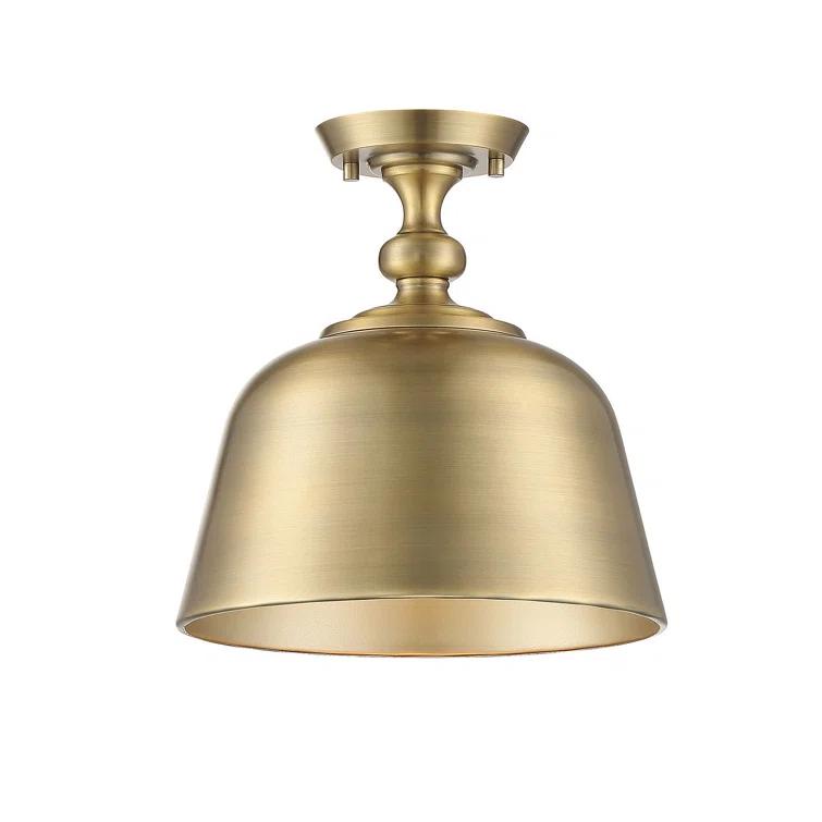 Greyleigh™ Salcombe 1-Light 12'' Simple Dome Semi Flush Mount in Warm Brass
