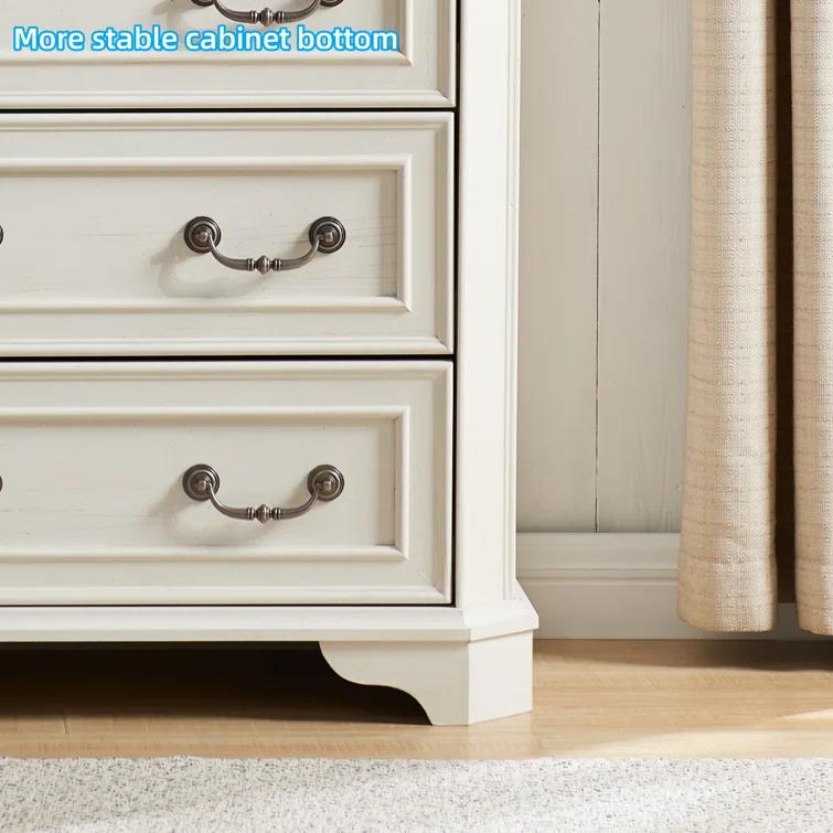 Laurel Foundry Modern Farmhouse® Theron Farmhouse 5 Drawer Bedroom Dresser, Wood Tall Chest of Drawers, Closet Storage for Bedroom