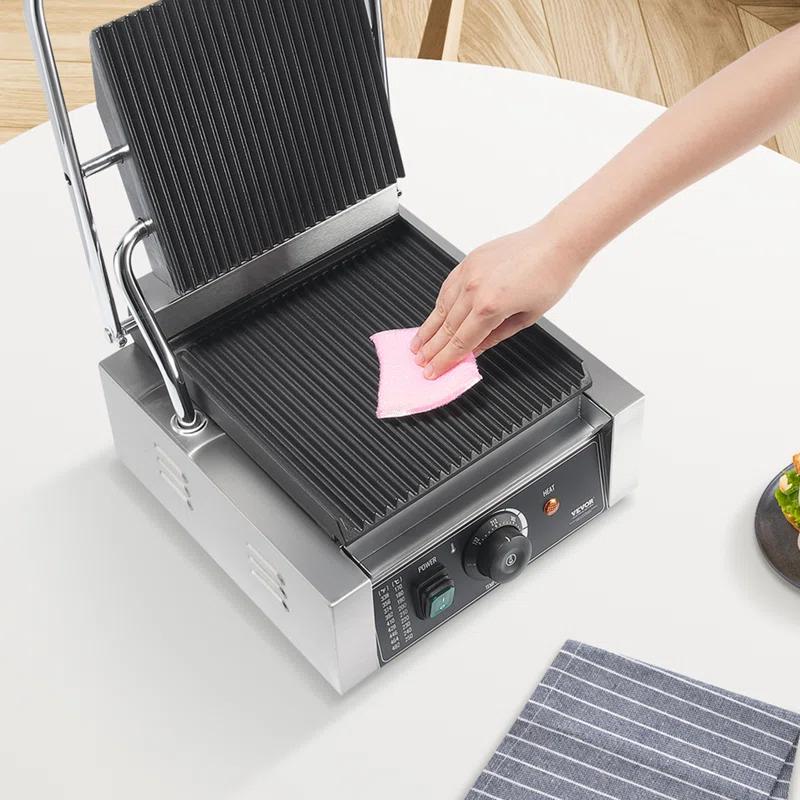 VEVOR VEVOR Commercial Panini Press Grill Electric Sandwich Maker Griddle Plate 9"x9"