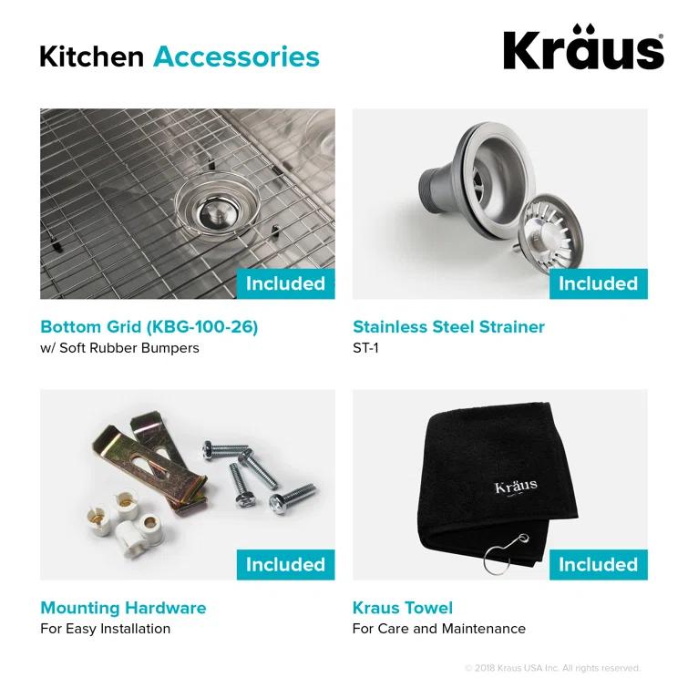 KRAUS Standart PRO™ Undermount 16 Gauge Stainless Steel Kitchen Sink