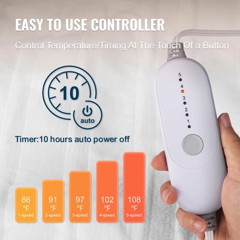 VEVOR Heated Mattress Pad Full Electric Warmer Coral Fleece Auto Off