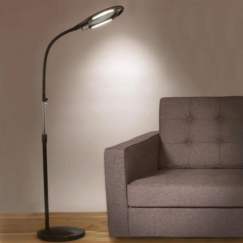Brightech Pro 44 in. Industrial 2.25X Magnifying LED Floor Lamp with Adjustable Gooseneck Head