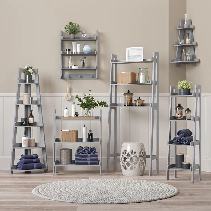 RiverRidge Home RiverRidge Amery 5-Tier Tall Corner Ladder Shelf Tower with Display Shelf and Corner Storage for Bathroom, Living Room, Office