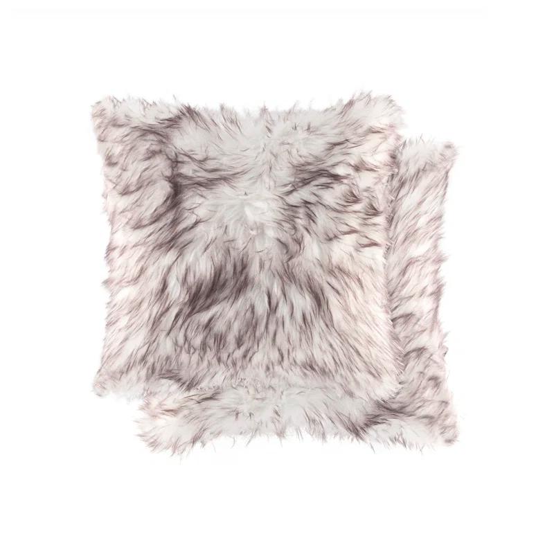 Luxe Belton Animal Print Faux Fur Throw Pillow (Set of 2)