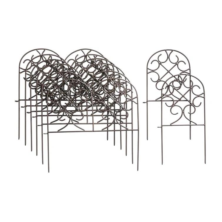 Evergreen Enterprises, Inc 18'' H x 120'' W Scrollwork Wrought Iron Edging with Ground Stakes and Gunmetal Finish