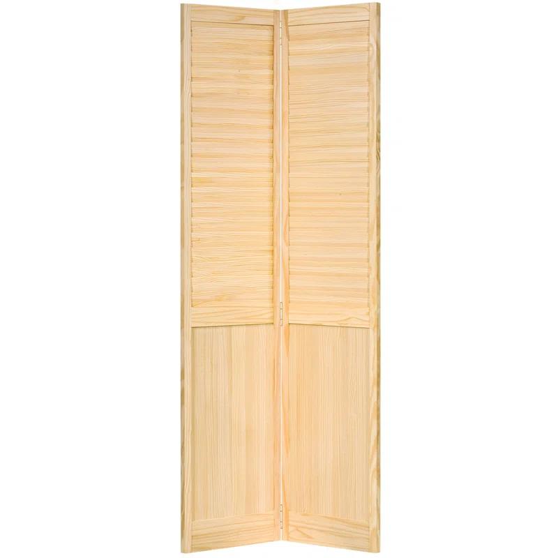 Kimberly Bay Louvered Wood Unfinished Half Panel Plantation Bi-Fold Door