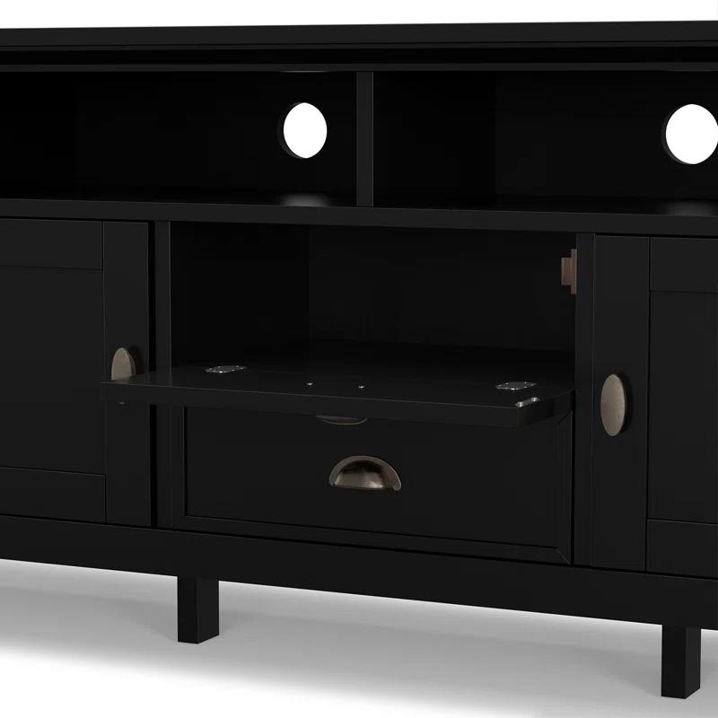 Simpli Home Redmond 72"W Solid Wood TV Stand for TVs up to 80" with Storage Cabinets
