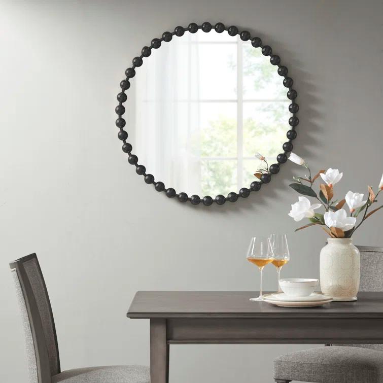 Marlowe Beaded Round Metal Wall Mirror