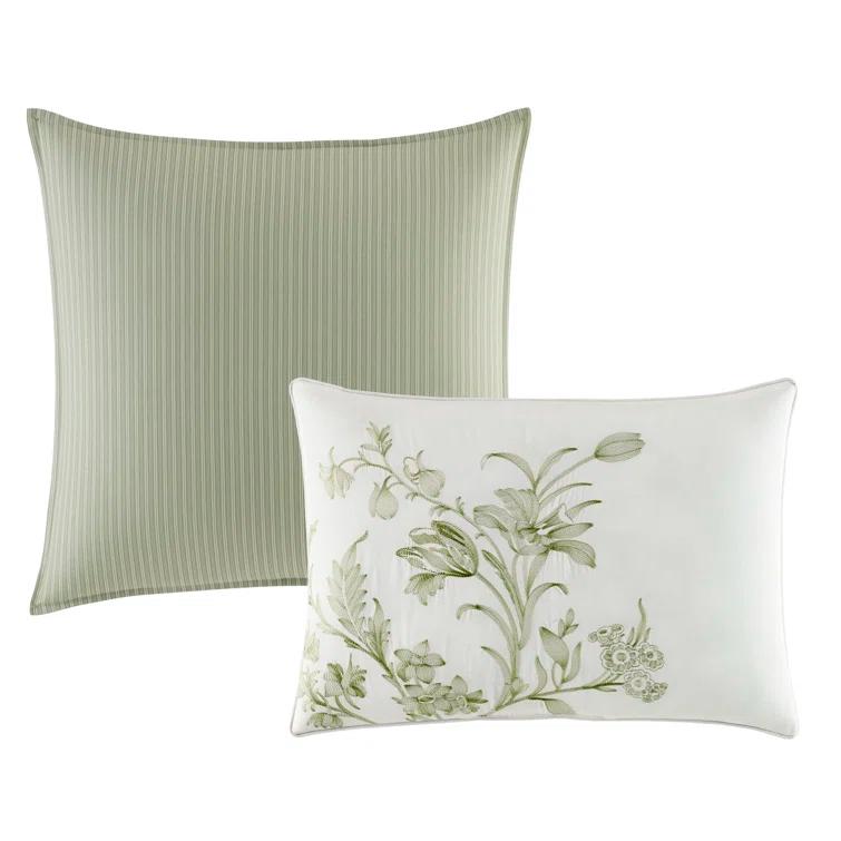 Laura Ashley Laura Ashley Natalie Green Floral Cotton Comforter Bonus Set