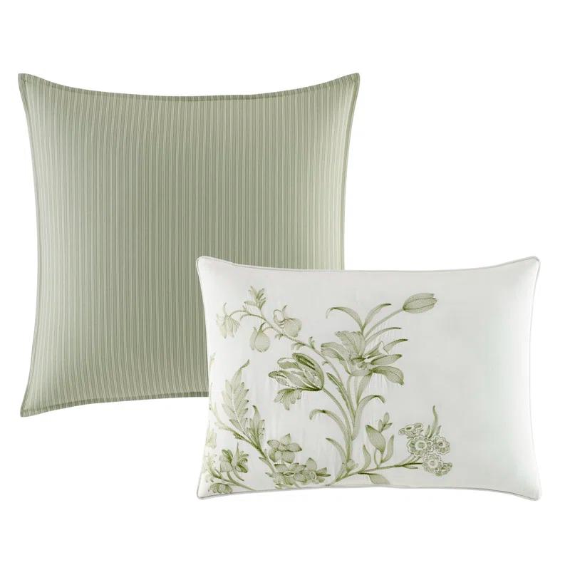 Laura Ashley Laura Ashley Natalie Green Floral Cotton Comforter Bonus Set