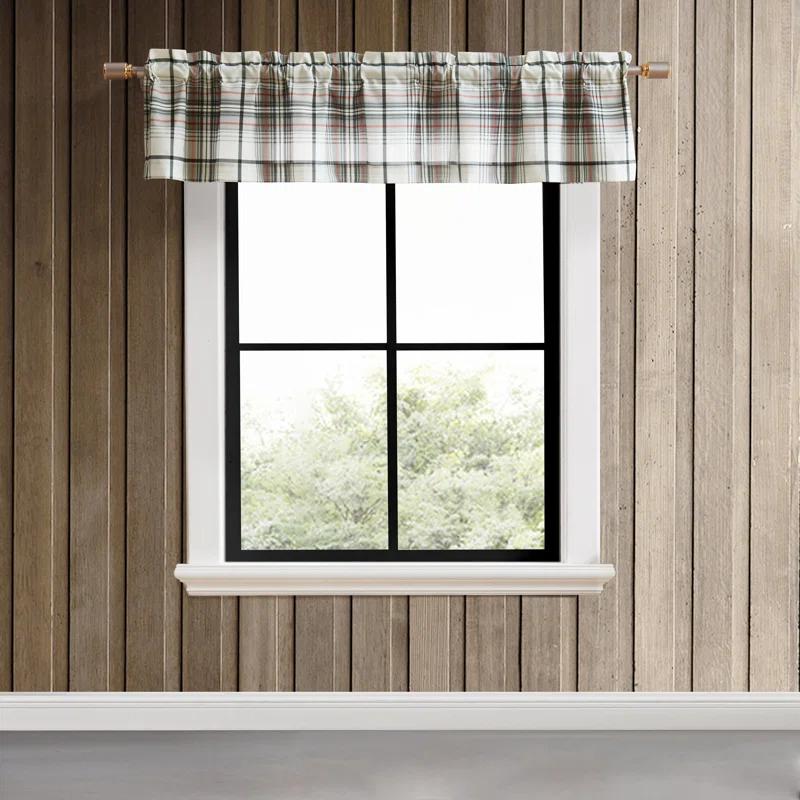 Eddie Bauer Eddie Bauer Alder Plaid Grey Pole Top Window Valance