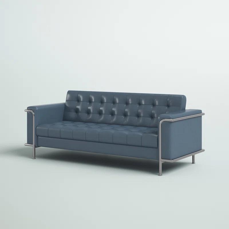 Inbox Zero HERCULES Lesley Series Contemporary LeatherSoft Double Stitch Detail Sofa with Encasing Frame