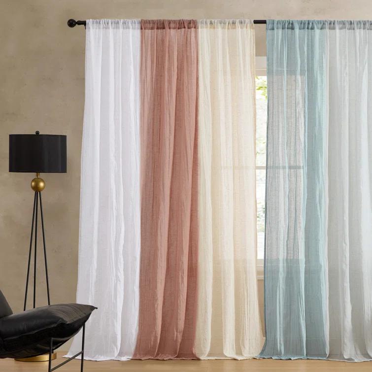 Solid Semi-Sheer Curtain Panels (Set of 2)