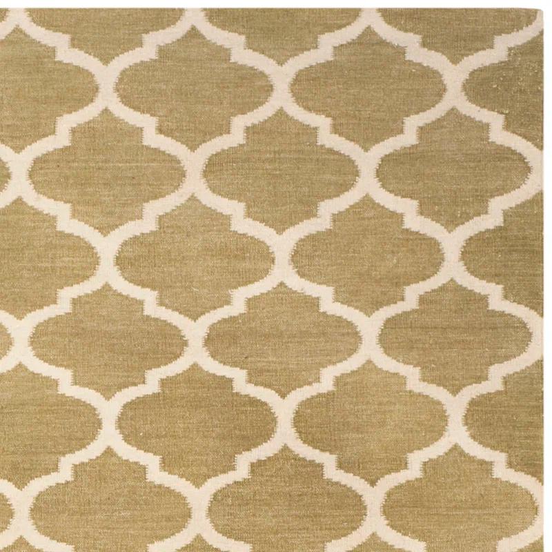 Winston Porter Milltown Hand Woven Flat Weave Wool Geometric Rug