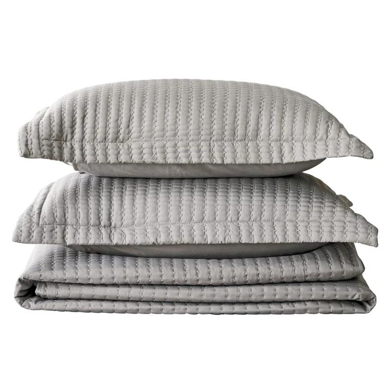 FreshFolds Modern & Contemporary Stripe Stitched Quilt Set with Shams