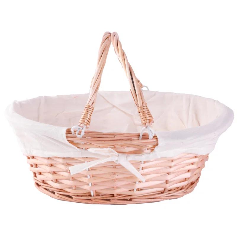 Quickway Imports Wicker Willow Picnic Basket with Double Drop - Down Handles