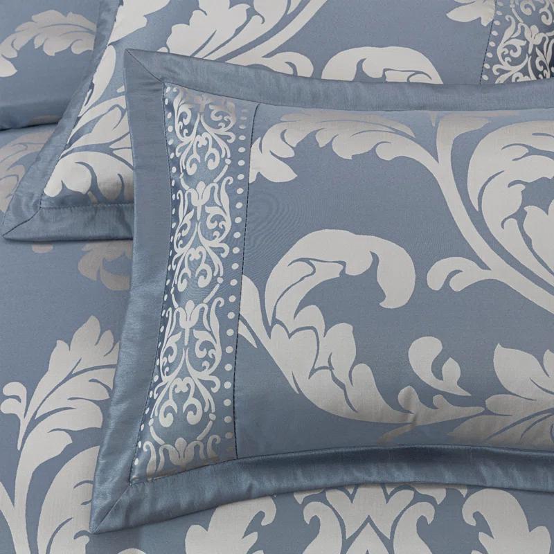 Chezmoi Collection Royale Jacquard Floral 7 Piece Comforter Set