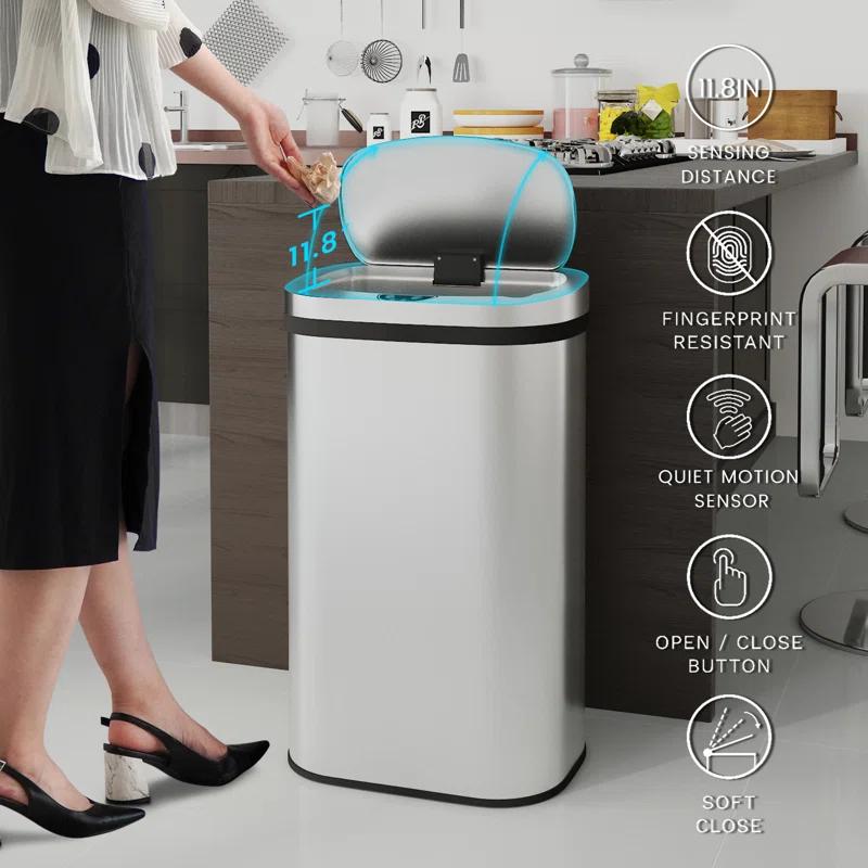 Innovaze Innovaze Stainless Steel 15.85 Gallon Oval Motion Sensor Trash Can