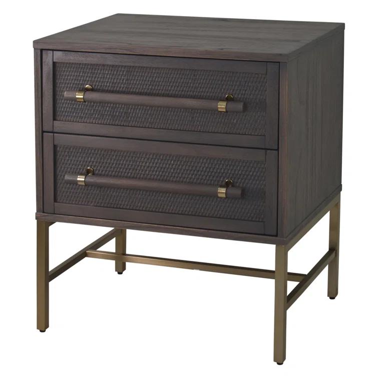 Hopper Studio Hopper Studio Sophia Solid Wood 2-Drawer Rattan Nightstand, Stylish Storage For Modern Homes