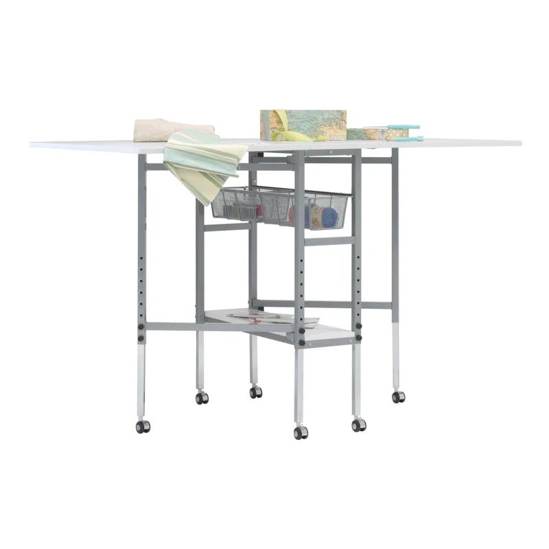 58.5'' x 36.75'' Foldable Sewing Table with Wheels