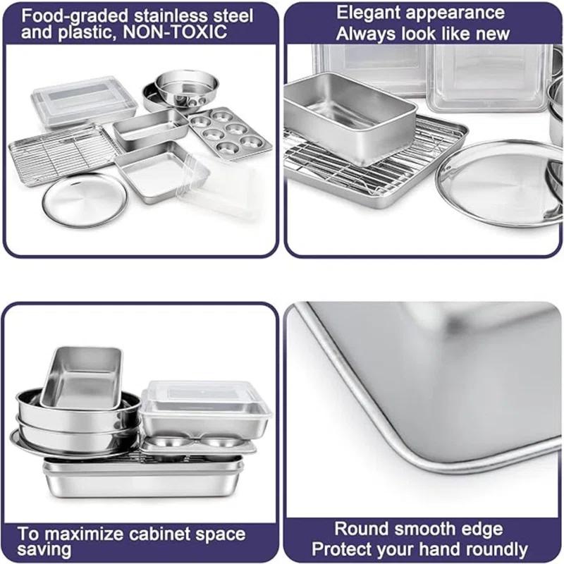 BOPWAY 12-Piece Stainless Steel Baking Pan Set