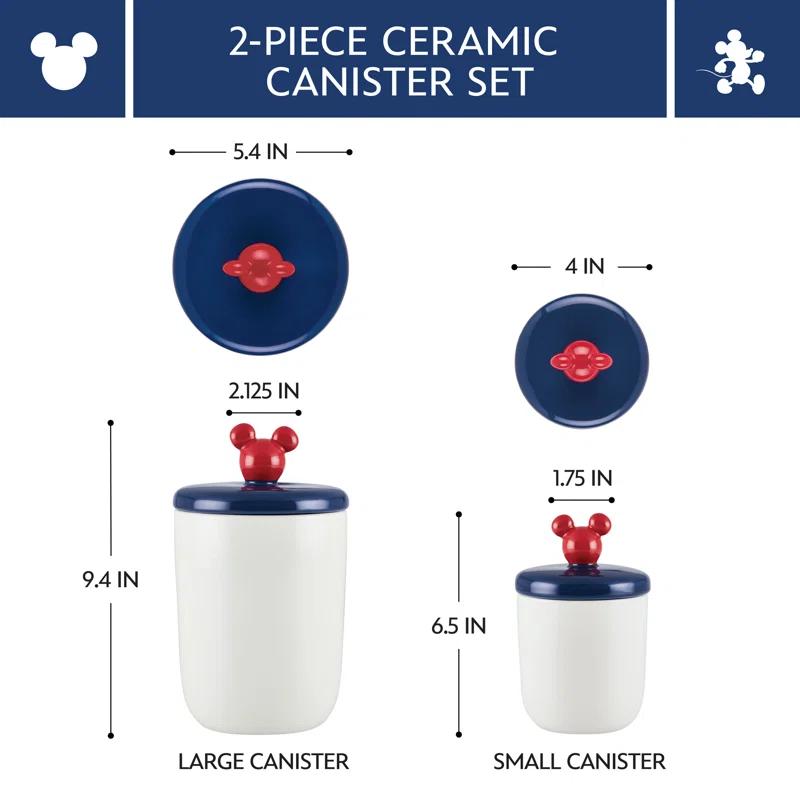 Disney Home Disney Home Bon Voyage Ceramic Food Storage / Cookie Jar Set, 2 Pieces, Mixed Colors