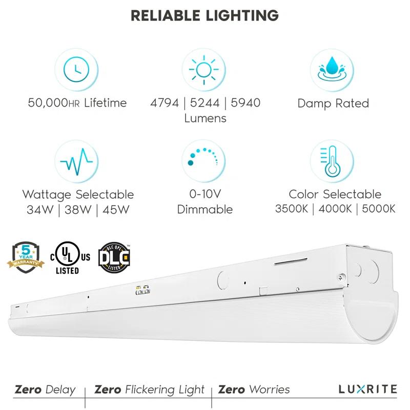 Luxrite 4' Selectable CCT Linear LED Shop Light