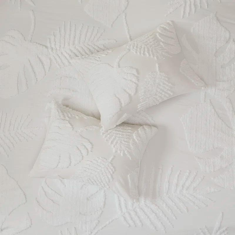 Madison Park Bahari Tufted Cotton Chenille Palm Duvet Cover Set
