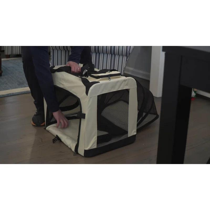 Touchdog Pet Life 'Hounda Accordion' Metal Framed Soft-Folding Collapsible Dual-Sided Expandable Pet Dog Crate