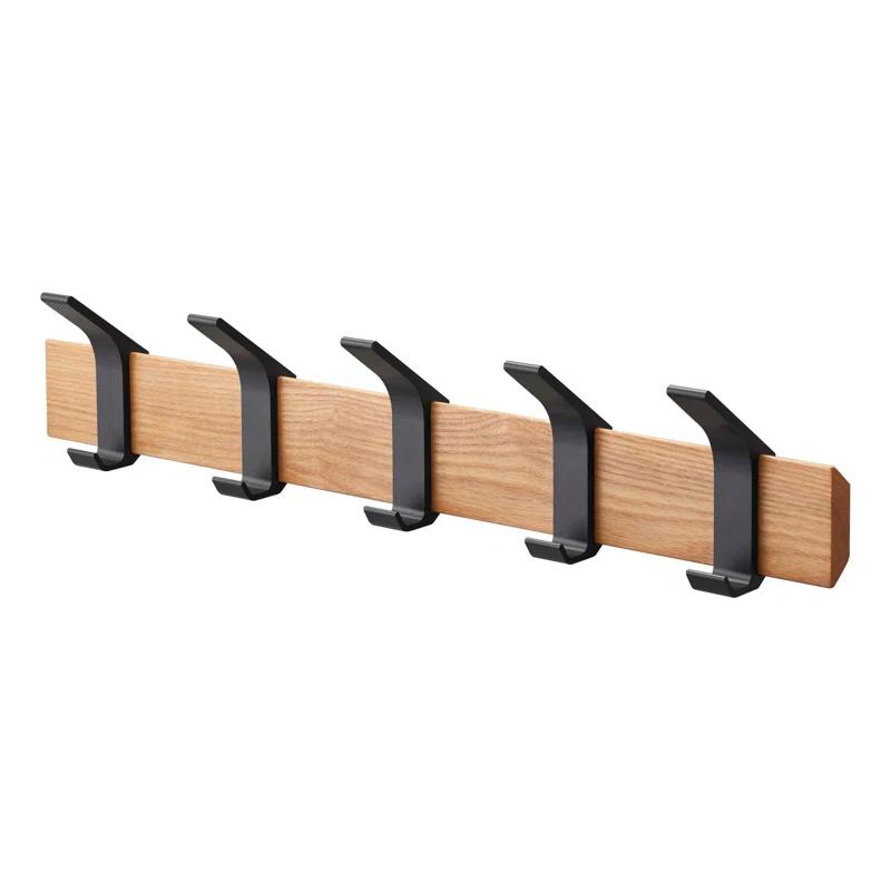 Yamazaki Home Wall-Mounted Coat Hanger, Steel + Wood