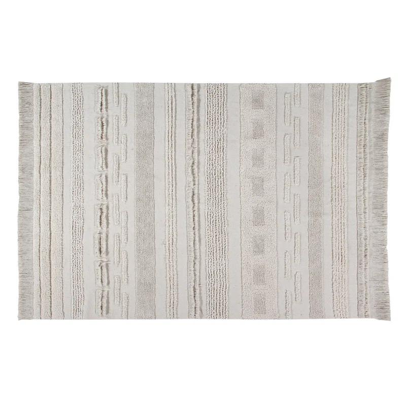 Lorena Canals Solid Color Handmade Tufted Rectangle 5'7" x 8' Cotton Area Rug in Natural
